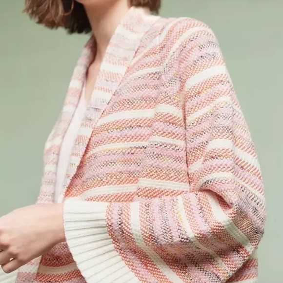 ANTHROPOLOGIE Moth Mahalia Kimono Cream/White Knit Cardigan - L - Picture 15 of 16